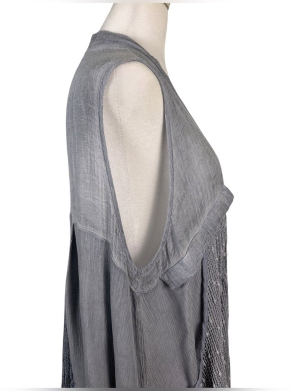 Simply Couture Dusty Blue Lagenlook Draped Vest L Boho Artwear Layered - Picture 10 of 12